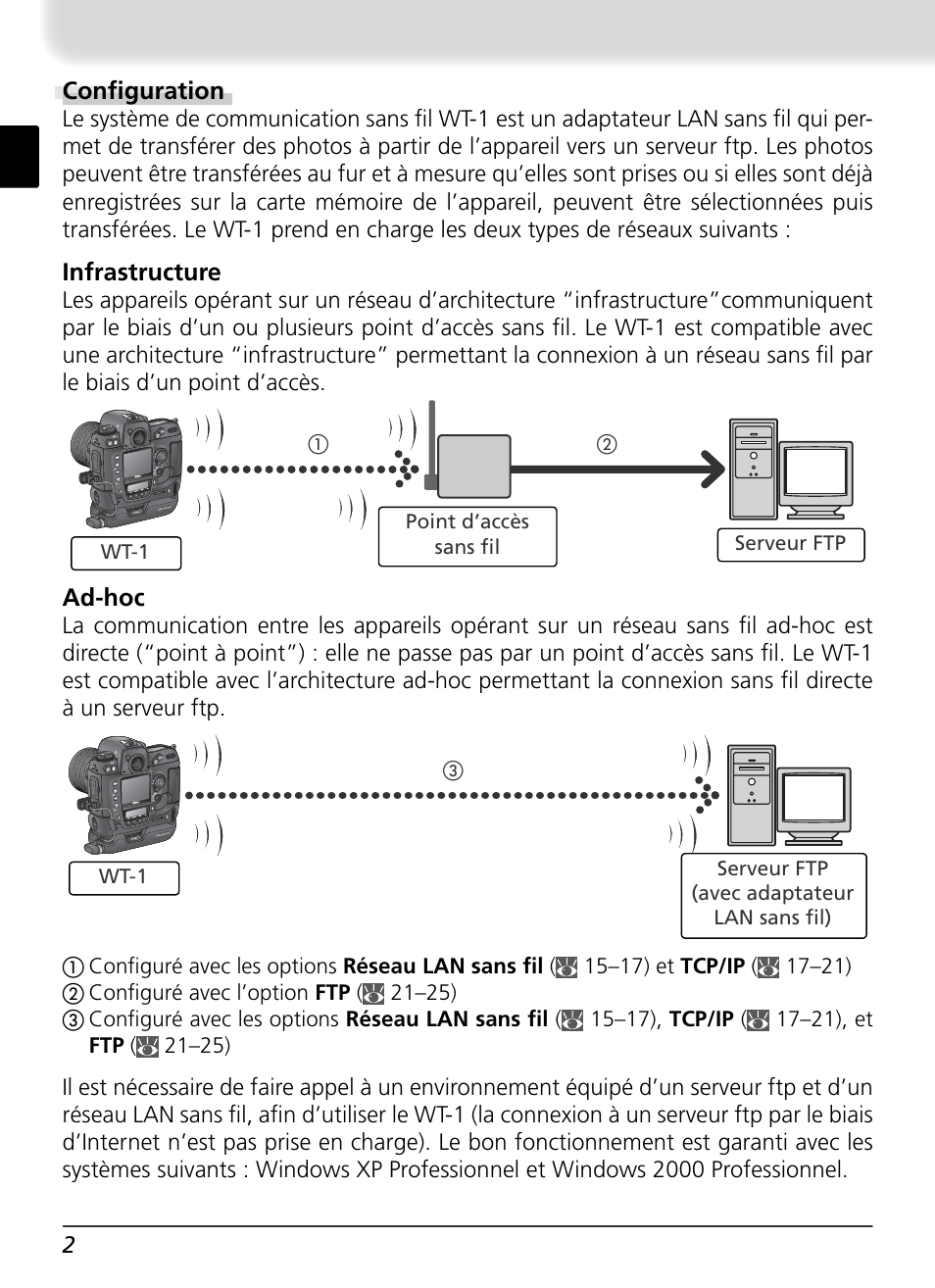 Confi guration, Ad-hoc, Infrastructure | Nikon WT-1 User Manual | Page 54 / 137