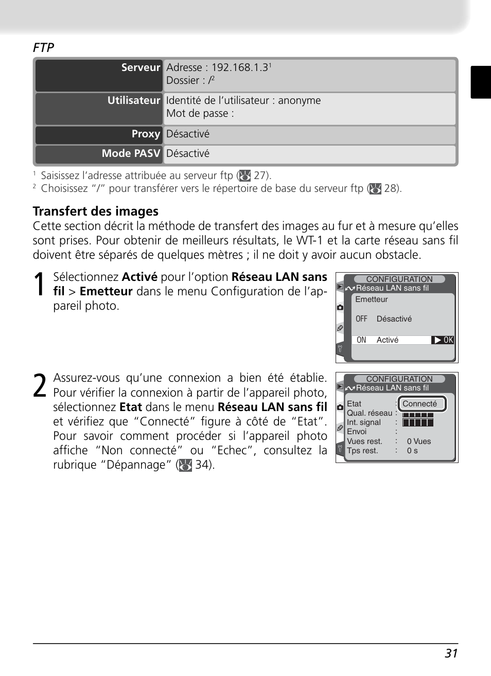 Transfert des images | Nikon WT-1 User Manual | Page 83 / 137