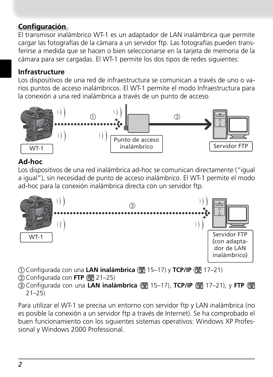 Confi guración, Infrastructure, Ad-hoc | Nikon WT-1 User Manual | Page 99 / 137