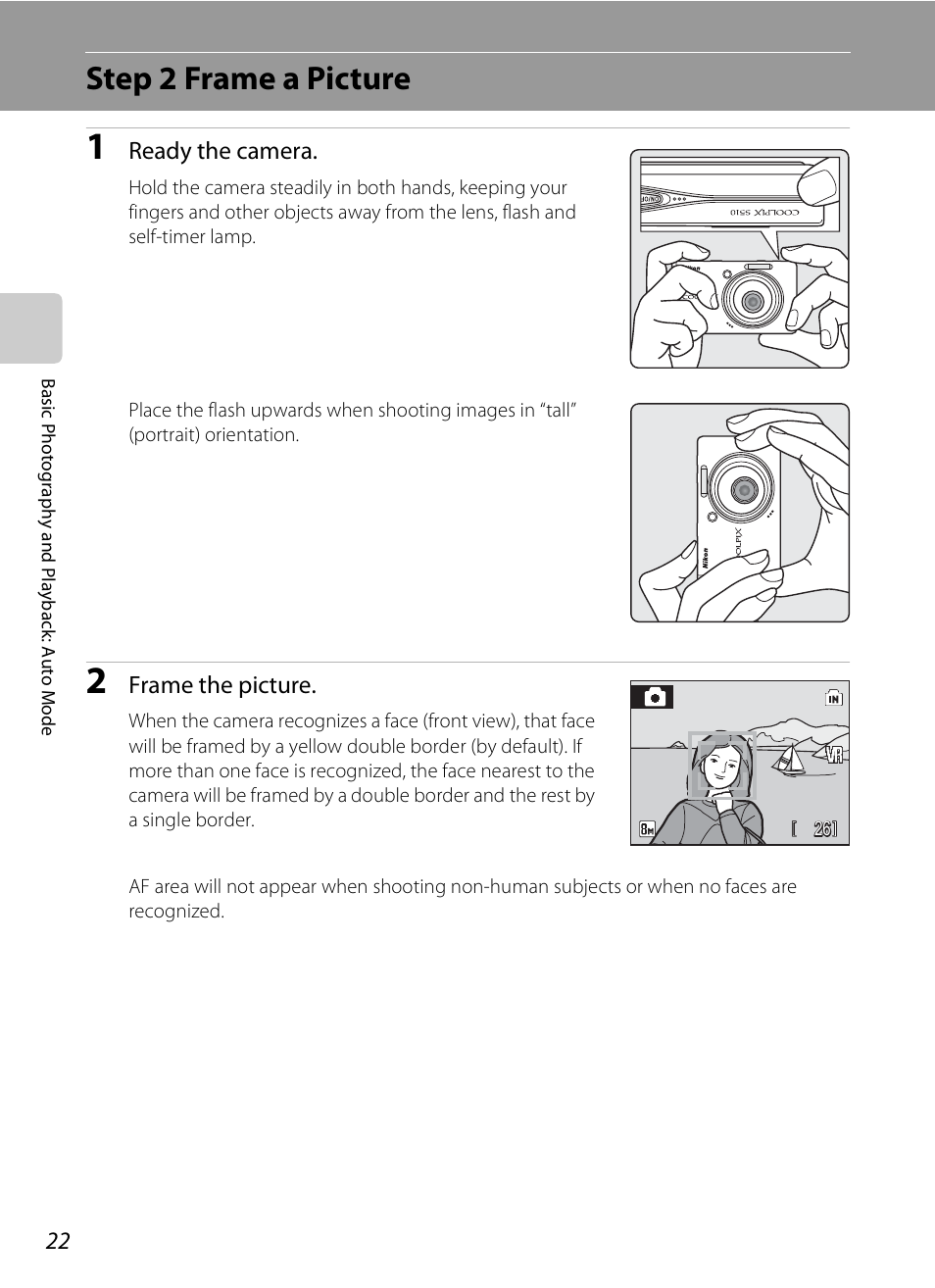 Step 2 frame a picture | Nikon Coolpix S510 User Manual | Page 34 / 148