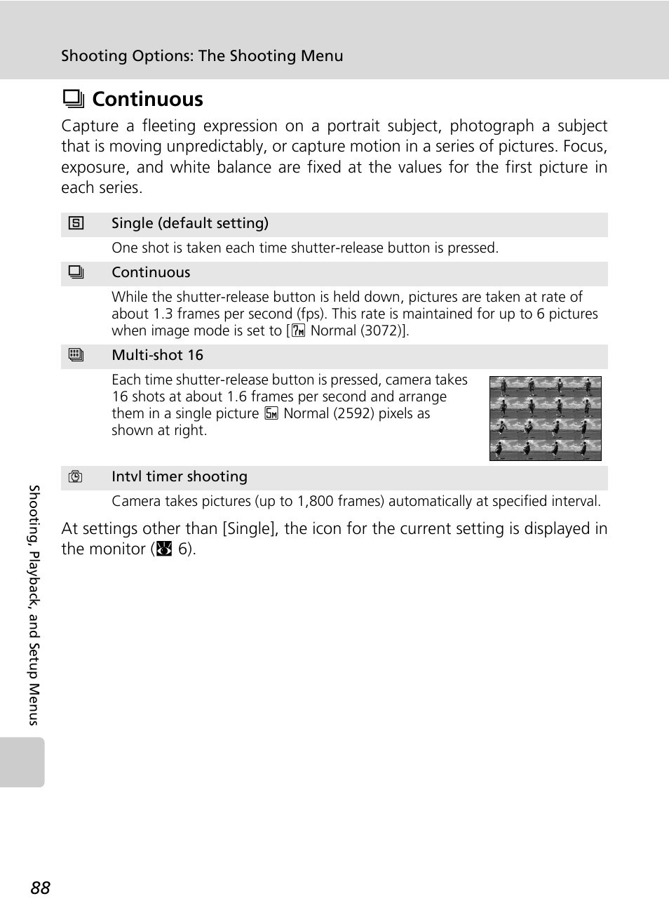 Continuous, Qcontinuous | Nikon Coolpix S200 User Manual | Page 102 / 152