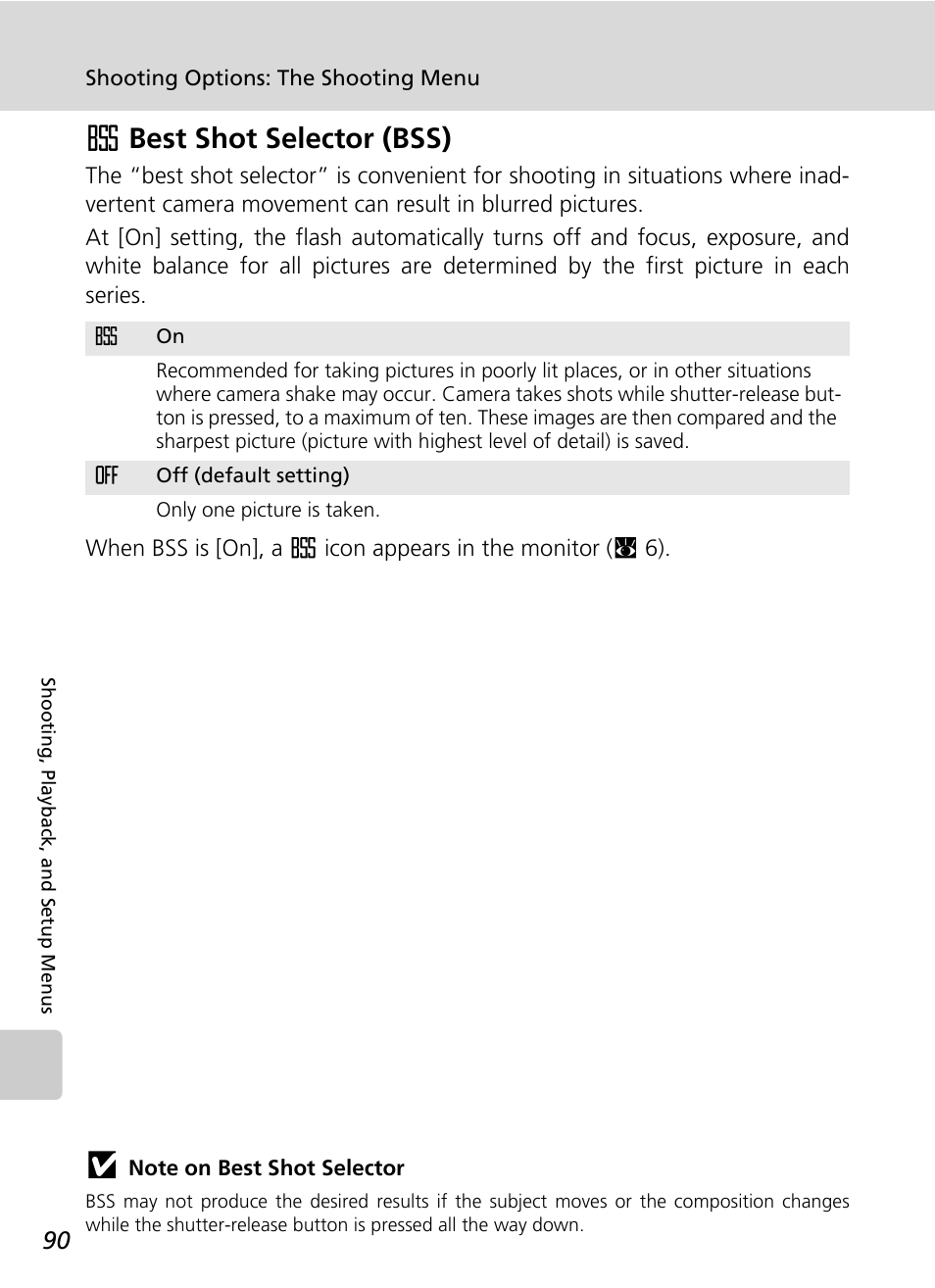 Best shot selector (bss), Abest shot selector (bss) | Nikon Coolpix S200 User Manual | Page 104 / 152