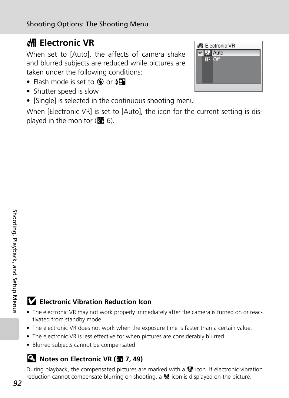 Electronic vr, Celectronic vr | Nikon Coolpix S200 User Manual | Page 106 / 152