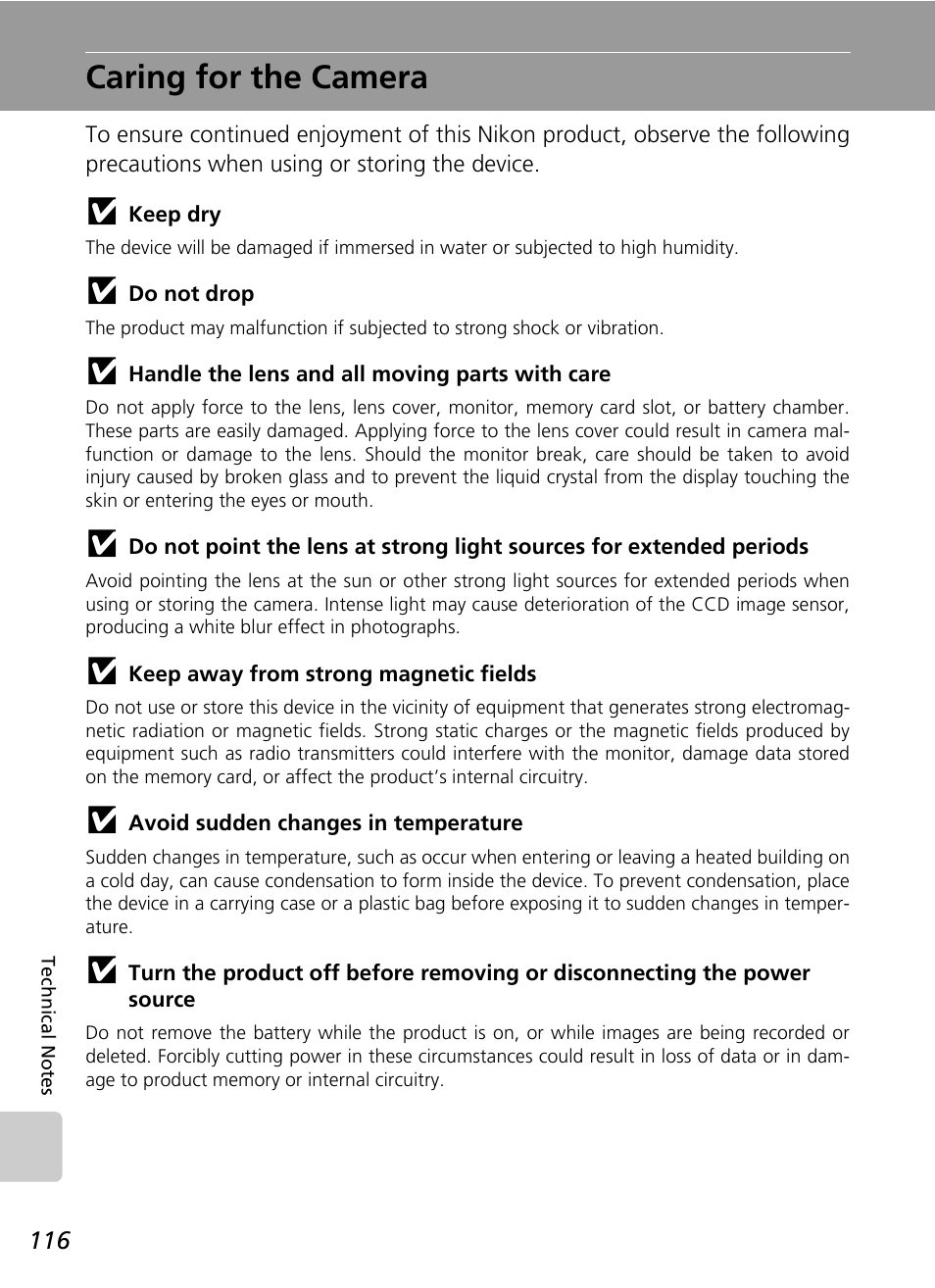 Caring for the camera | Nikon Coolpix S200 User Manual | Page 130 / 152