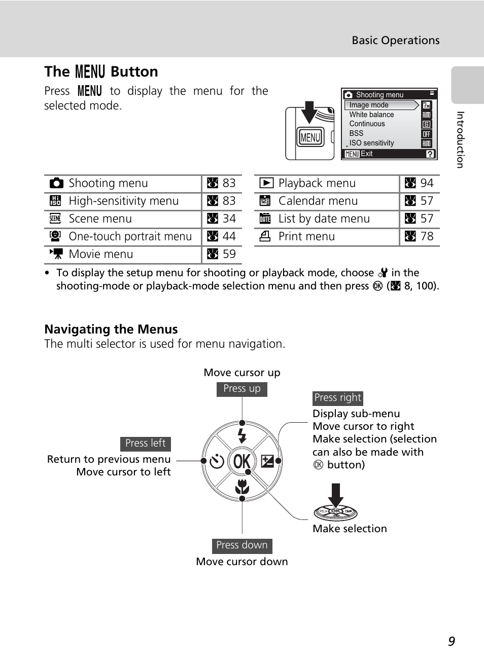 The menu button, The m button | Nikon Coolpix S200 User Manual | Page 23 / 152