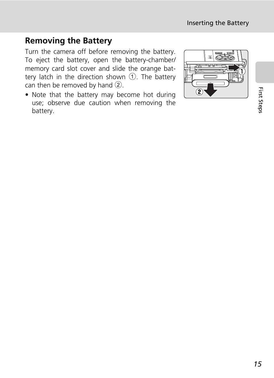 Removing the battery | Nikon Coolpix S200 User Manual | Page 29 / 152