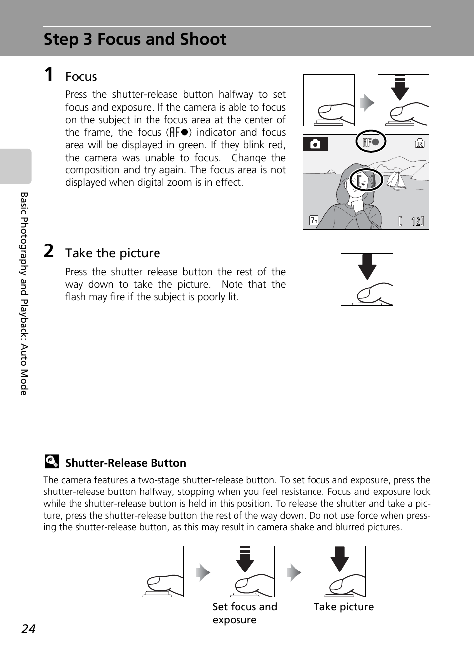 Step 3 focus and shoot | Nikon Coolpix S200 User Manual | Page 38 / 152