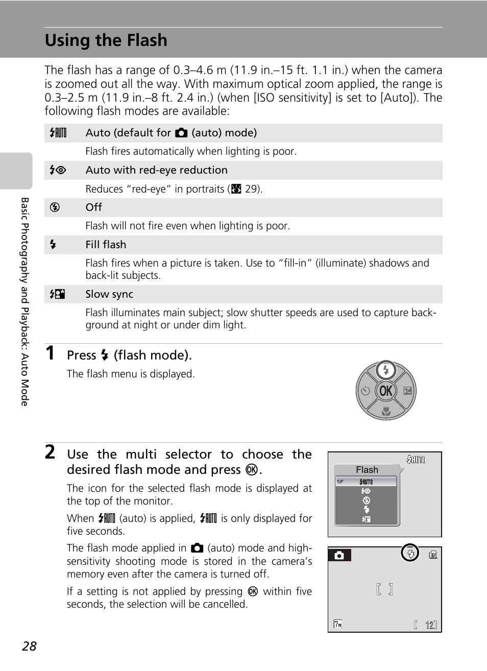 Using the flash | Nikon Coolpix S200 User Manual | Page 42 / 152