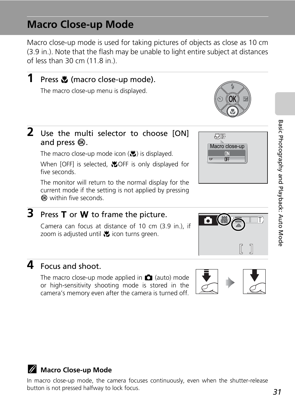 Macro close-up mode | Nikon Coolpix S200 User Manual | Page 45 / 152