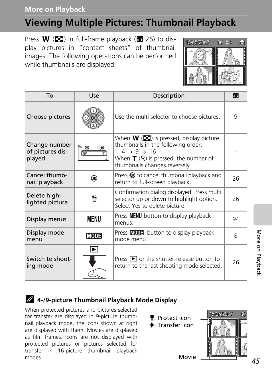 More on playback, Viewing multiple pictures: thumbnail playback | Nikon Coolpix S200 User Manual | Page 59 / 152