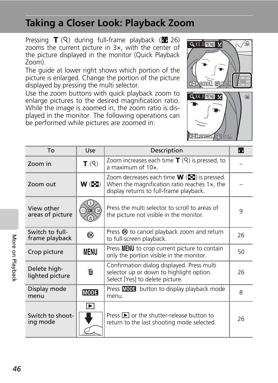 Taking a closer look: playback zoom | Nikon Coolpix S200 User Manual | Page 60 / 152
