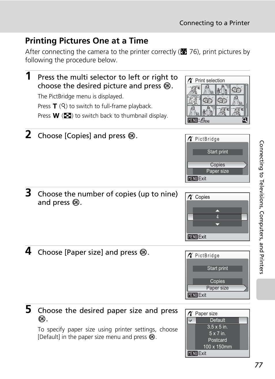 Printing pictures one at a time | Nikon Coolpix S200 User Manual | Page 91 / 152