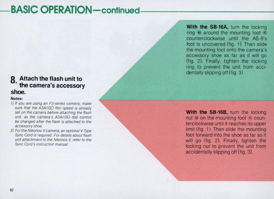 Basic operation | Nikon SPEEDLIGHT SB-16 User Manual | Page 10 / 100