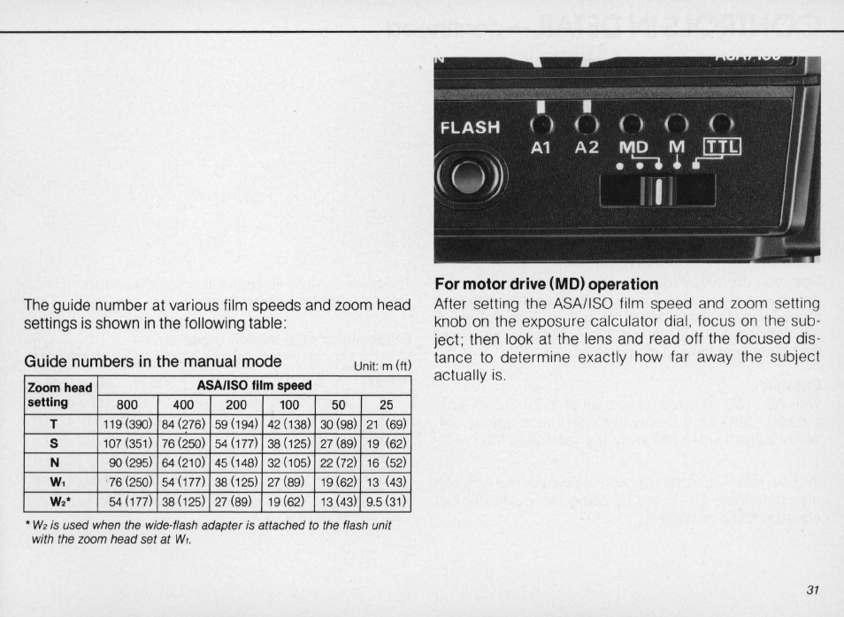 2) set the zoom setting knob, Set the zoom setting knob | Nikon SPEEDLIGHT SB-16 User Manual | Page 31 / 100