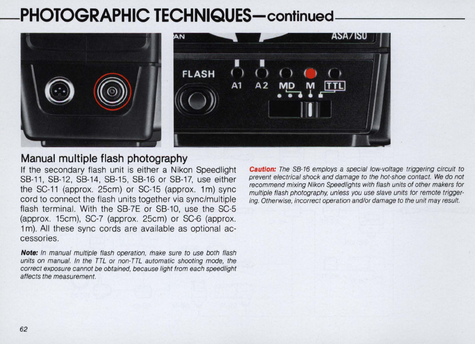 Synchro-sunlight fill-in flash photography, Synchro-sunlight fill-in flash, Photography ~53 | Photographic techniques | Nikon SPEEDLIGHT SB-16 User Manual | Page 62 / 100