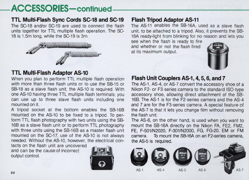 Nikon SPEEDLIGHT SB-16 User Manual | Page 64 / 100