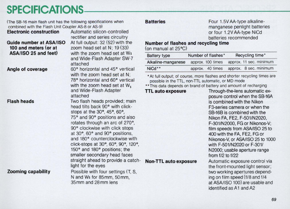 Photographic techniques —continued, Synchronization with slow shutter speeds | Nikon SPEEDLIGHT SB-16 User Manual | Page 69 / 100