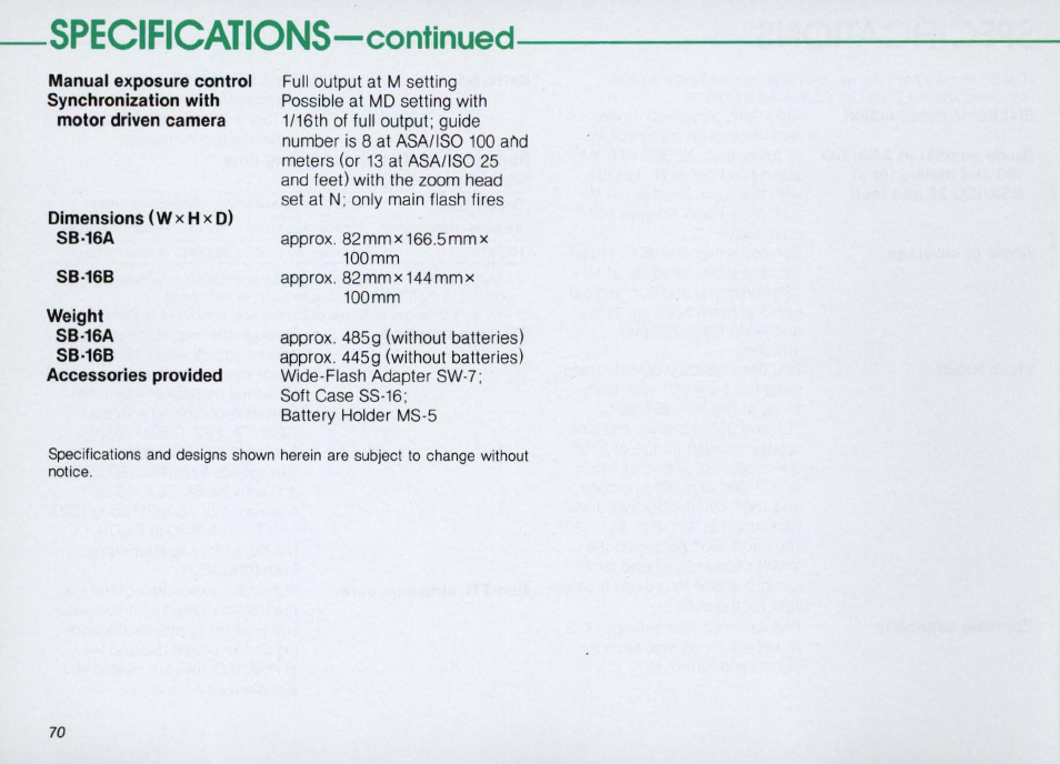 Nikon SPEEDLIGHT SB-16 User Manual | Page 70 / 100