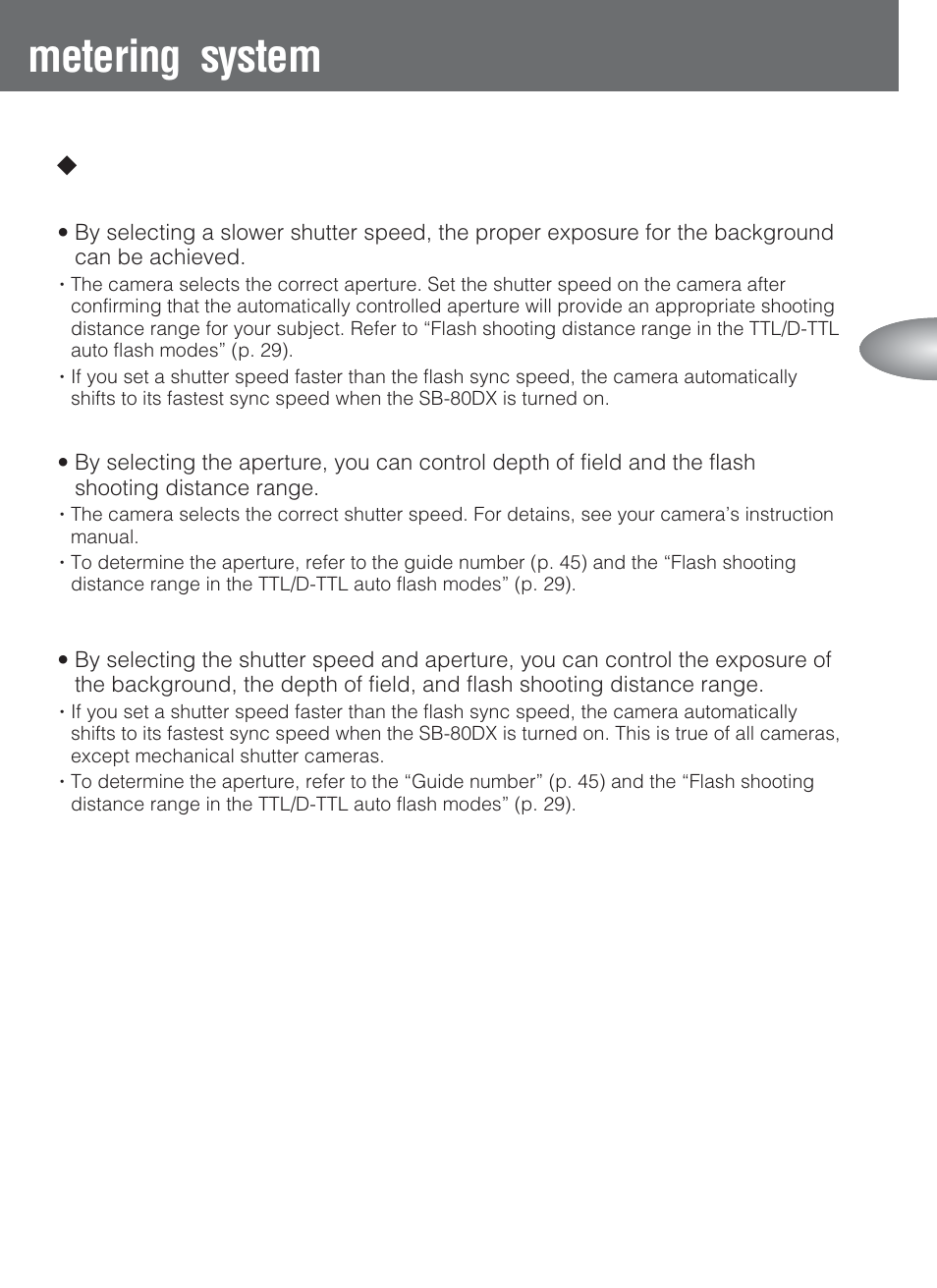 Metering system | Nikon SB-80DX User Manual | Page 27 / 108