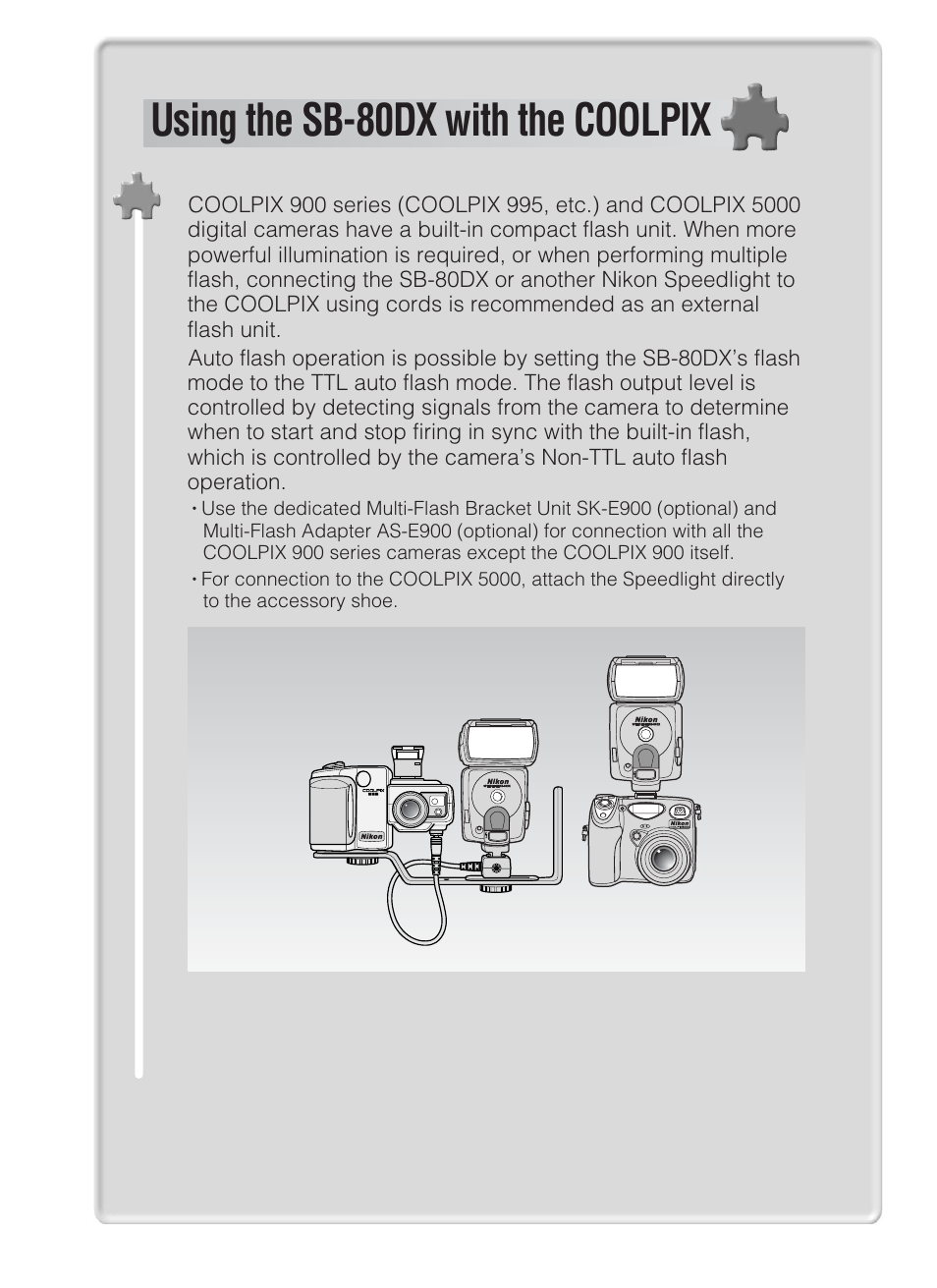 Using the sb-80dx with the coolpix | Nikon SB-80DX User Manual | Page 32 / 108