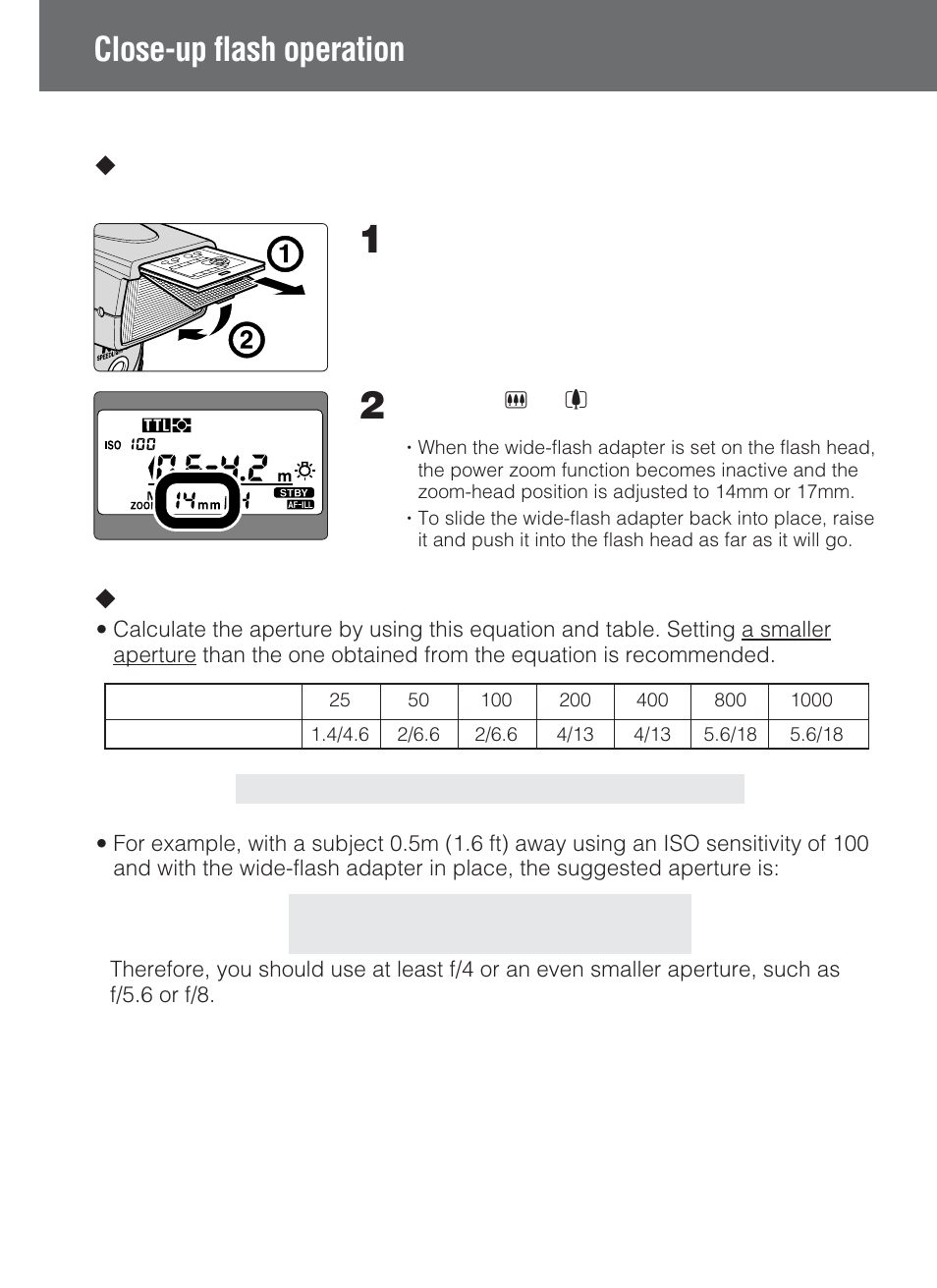 Close-up flash operation, 72 l setting the aperture | Nikon SB-80DX User Manual | Page 72 / 108