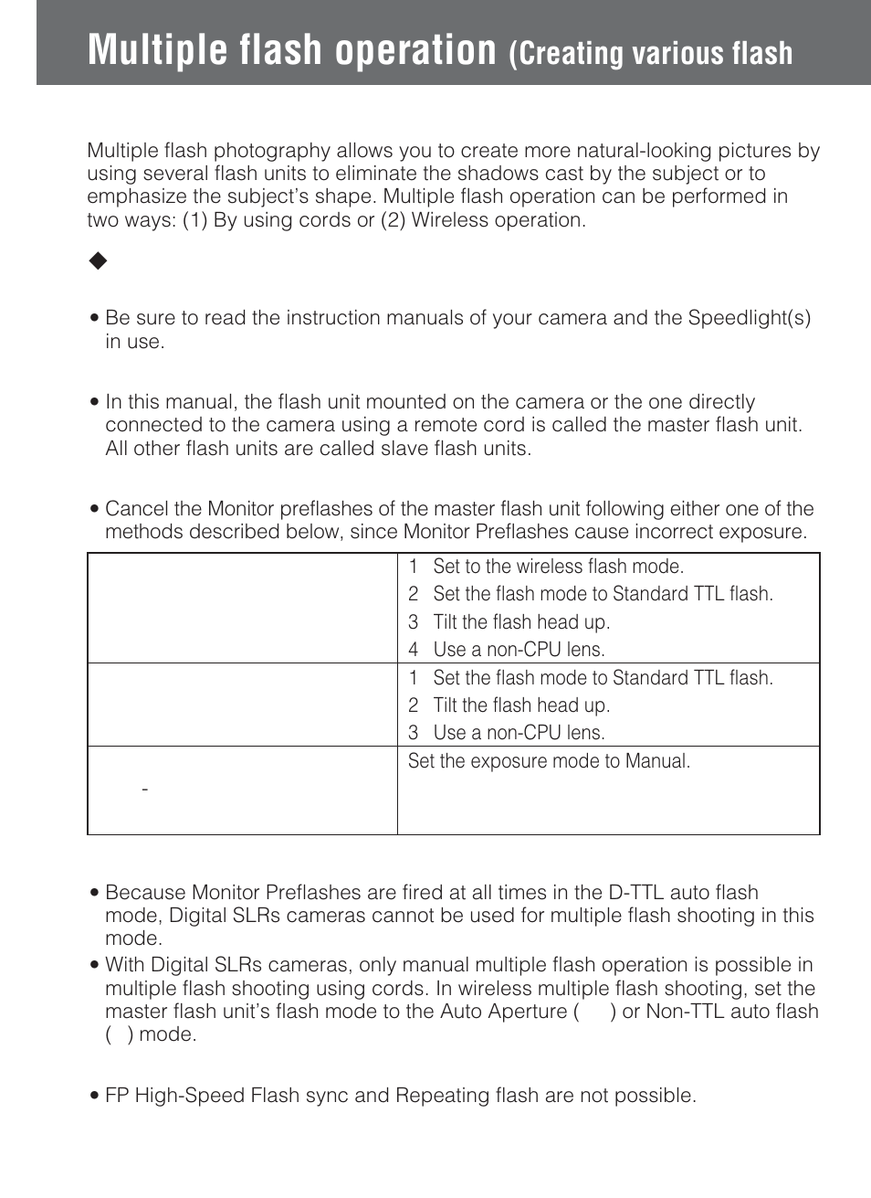 Multiple flash operation, Creating various flash | Nikon SB-80DX User Manual | Page 74 / 108