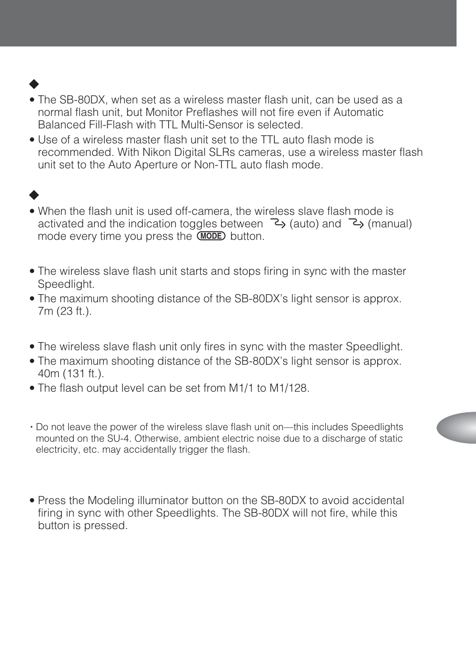 Lwireless master flash unit, Lwireless slave flash unit | Nikon SB-80DX User Manual | Page 85 / 108