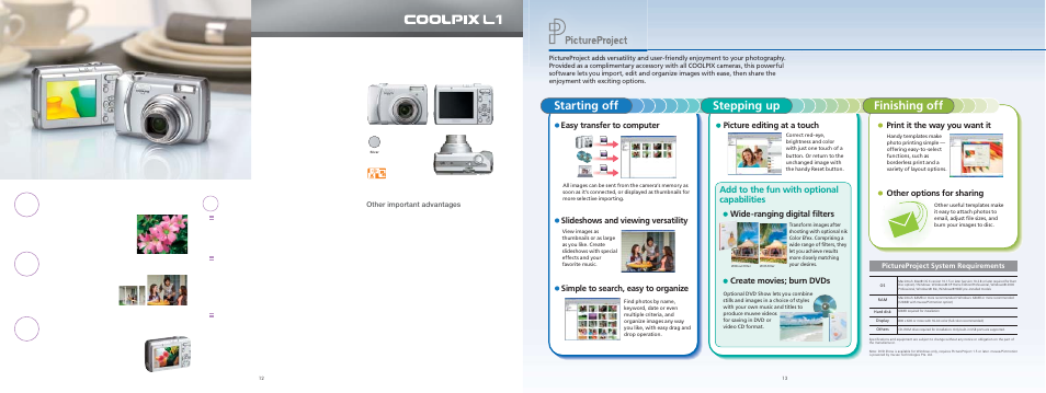 Starting off stepping up, Finishing off, Add to the fun with optional capabilities | Wide-ranging digital fi lters, Create movies; burn dvds | Nikon 16 User Manual | Page 7 / 13