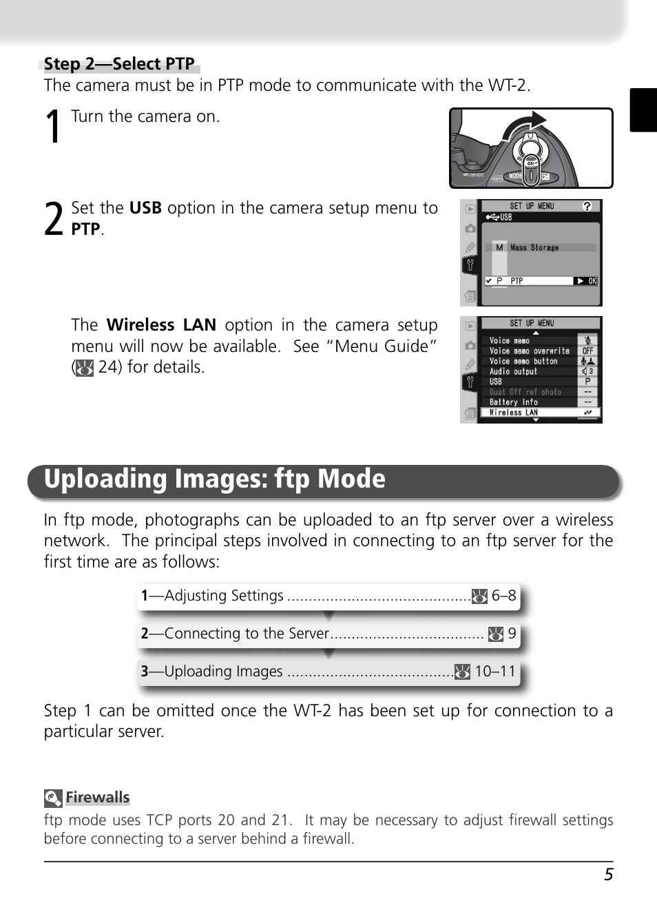 Uploading images: ftp mode | Nikon WT-2 User Manual | Page 12 / 187