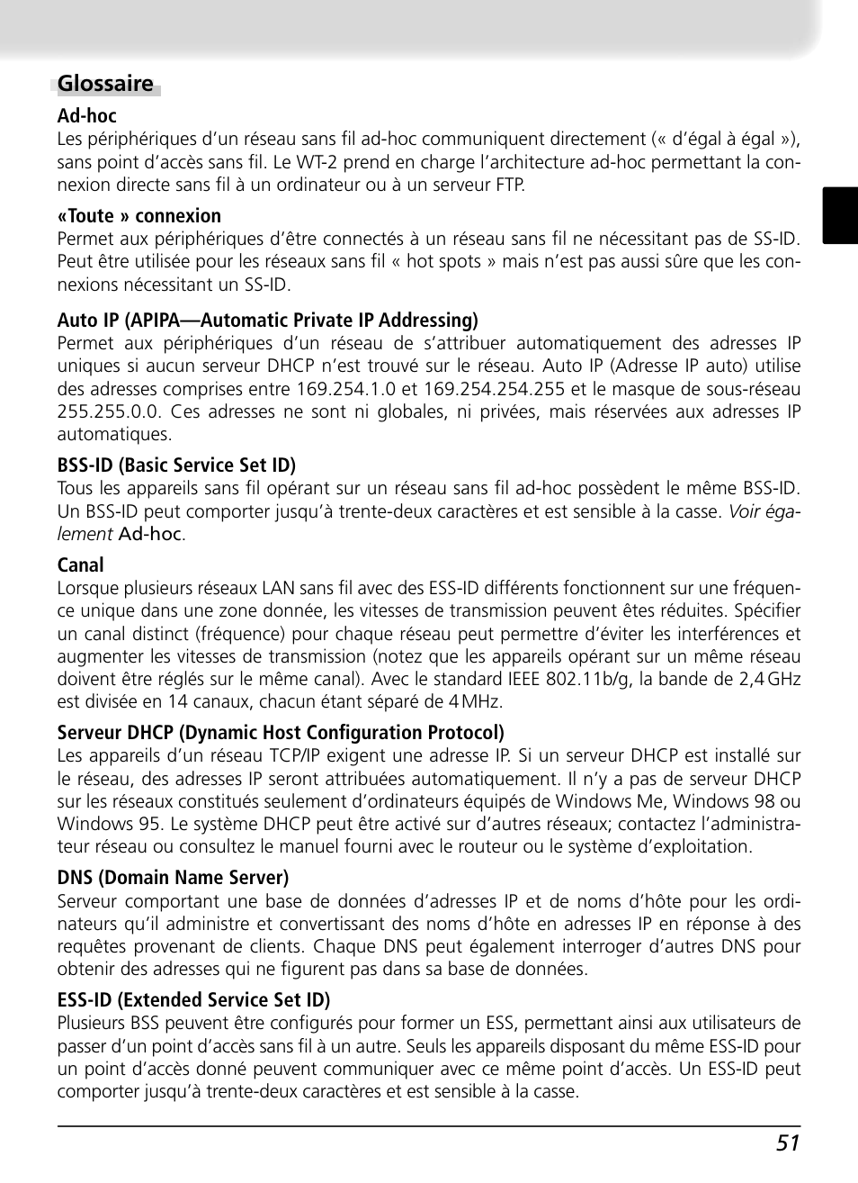 Glossaire | Nikon WT-2 User Manual | Page 120 / 187