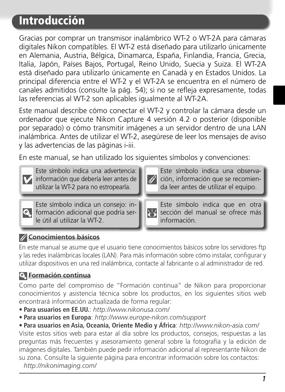 Introducción | Nikon WT-2 User Manual | Page 132 / 187