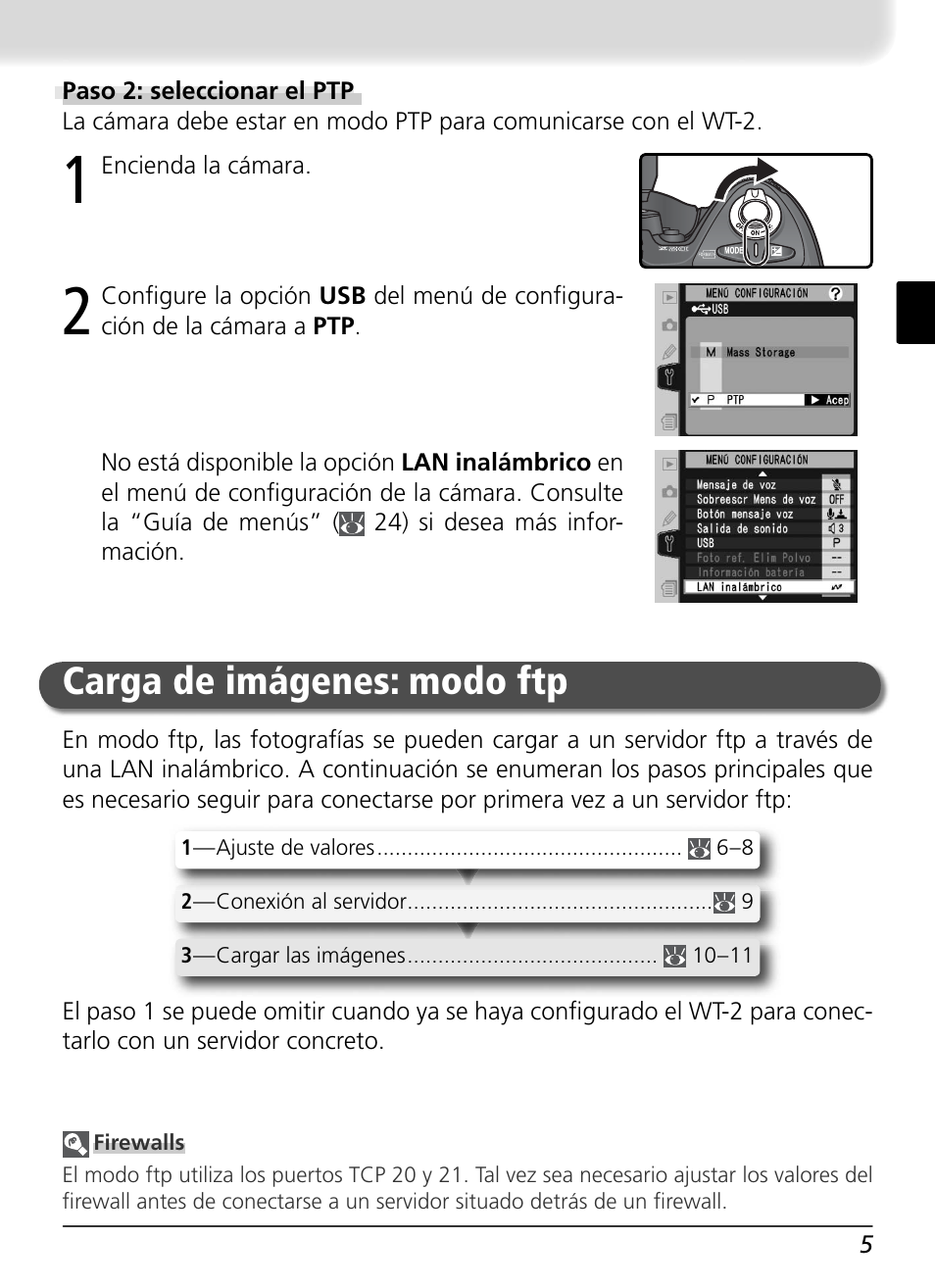 Carga de imágenes: modo ftp | Nikon WT-2 User Manual | Page 136 / 187