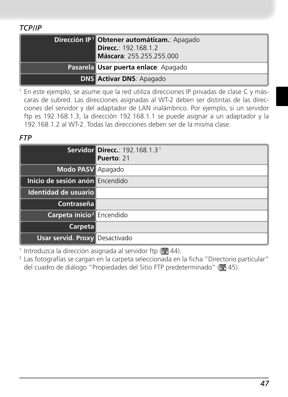 Ftp tcp / ip | Nikon WT-2 User Manual | Page 178 / 187