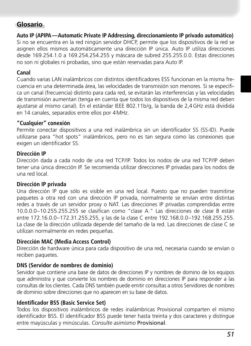 Glosario | Nikon WT-2 User Manual | Page 182 / 187