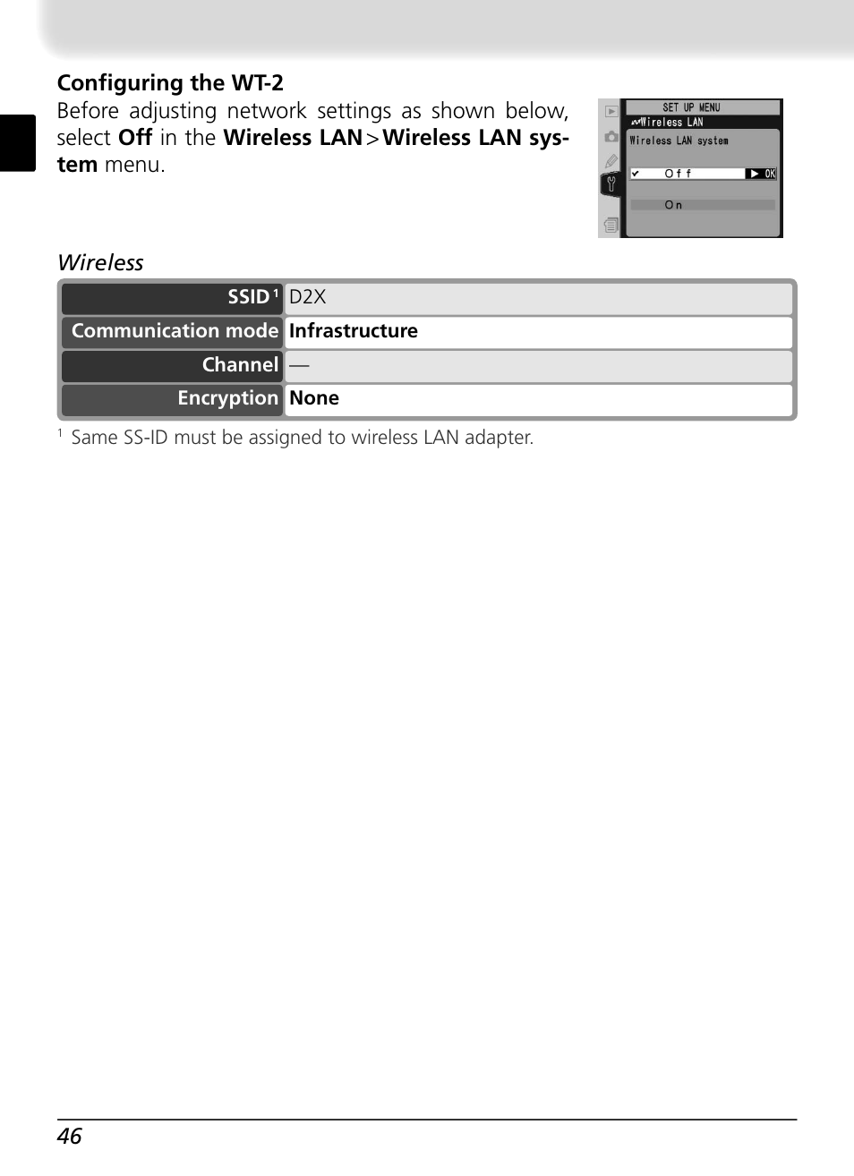 46 wireless | Nikon WT-2 User Manual | Page 53 / 187