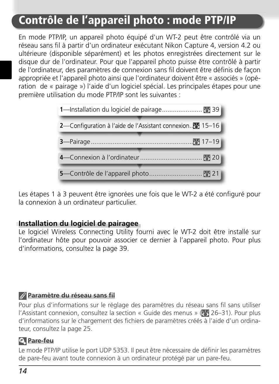 Contrôle de l’appareil photo : mode ptp/ip | Nikon WT-2 User Manual | Page 83 / 187