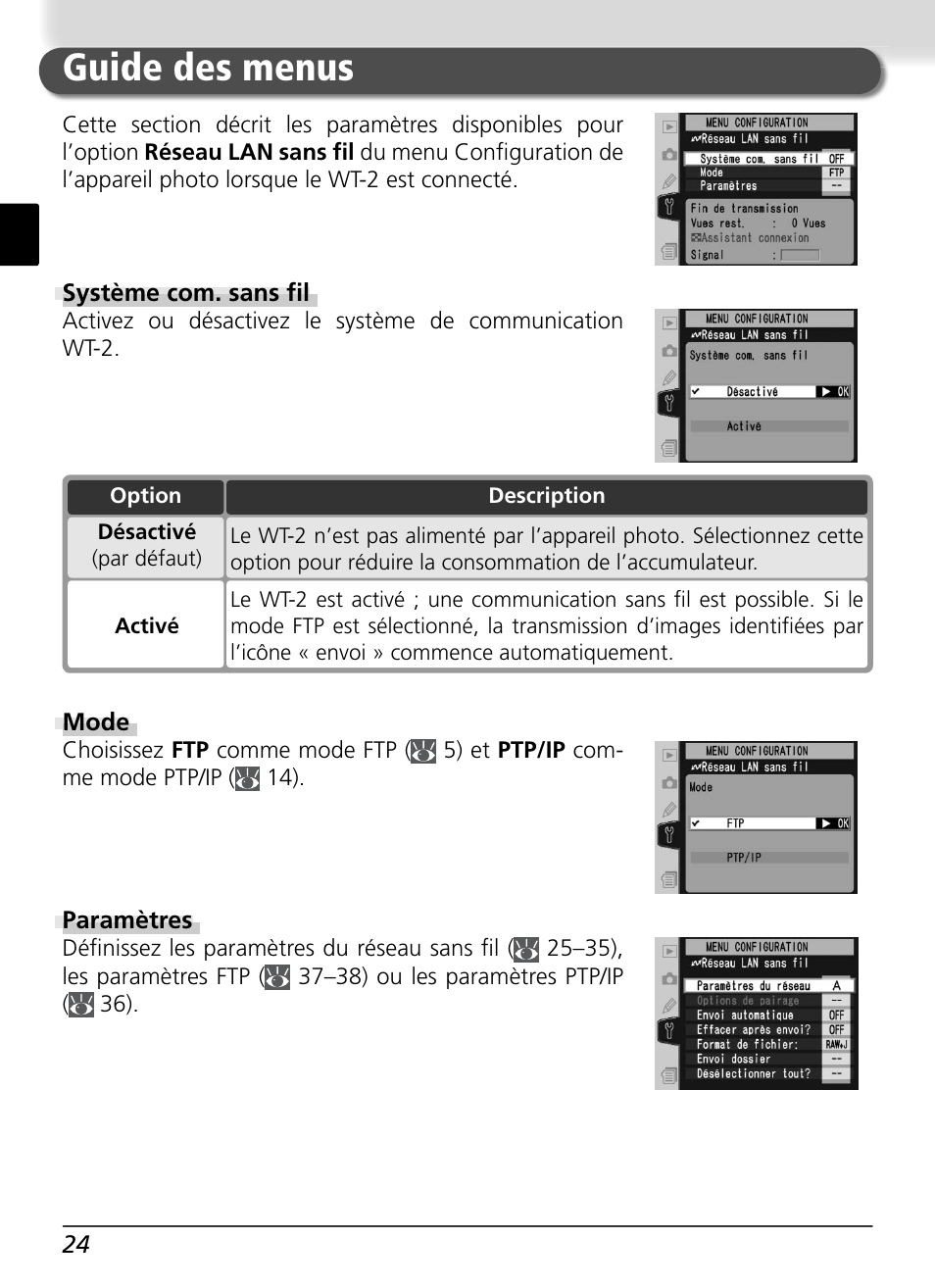 Guide des menus | Nikon WT-2 User Manual | Page 93 / 187