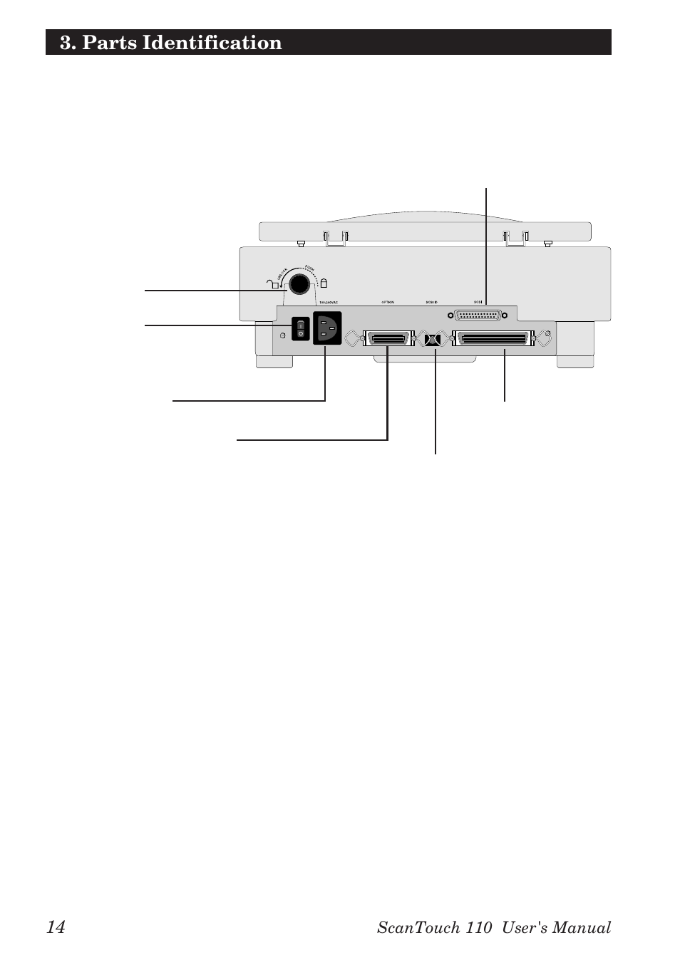 Rear view, Parts identification | Nikon AX-110 User Manual | Page 24 / 47