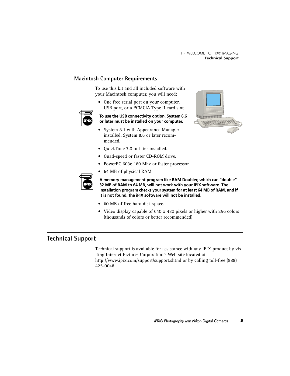 Macintosh computer requirements, Technical support | Nikon 990 User Manual | Page 10 / 51
