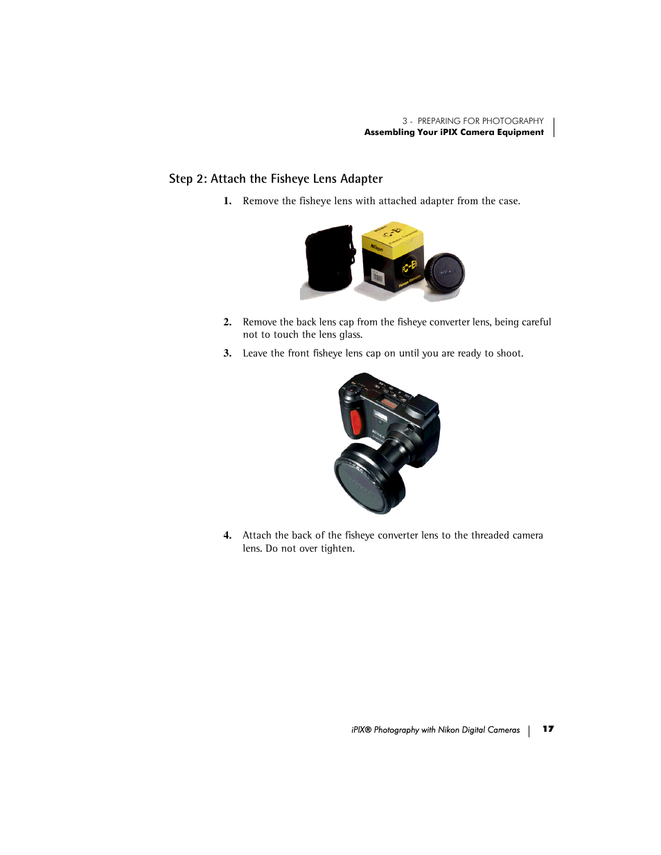 Step 2: attach the fisheye lens adapter | Nikon 990 User Manual | Page 22 / 51