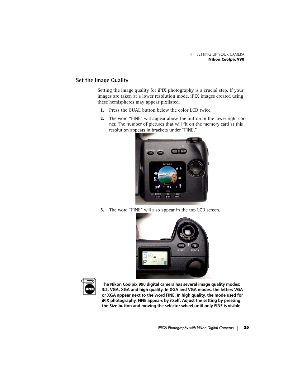 Set the image quality | Nikon 990 User Manual | Page 30 / 51