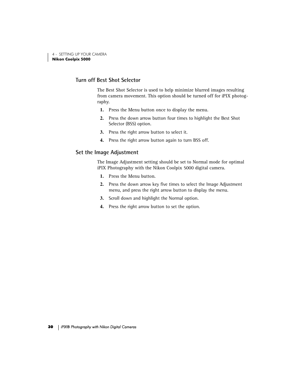 Turn off best shot selector, Set the image adjustment | Nikon 990 User Manual | Page 35 / 51