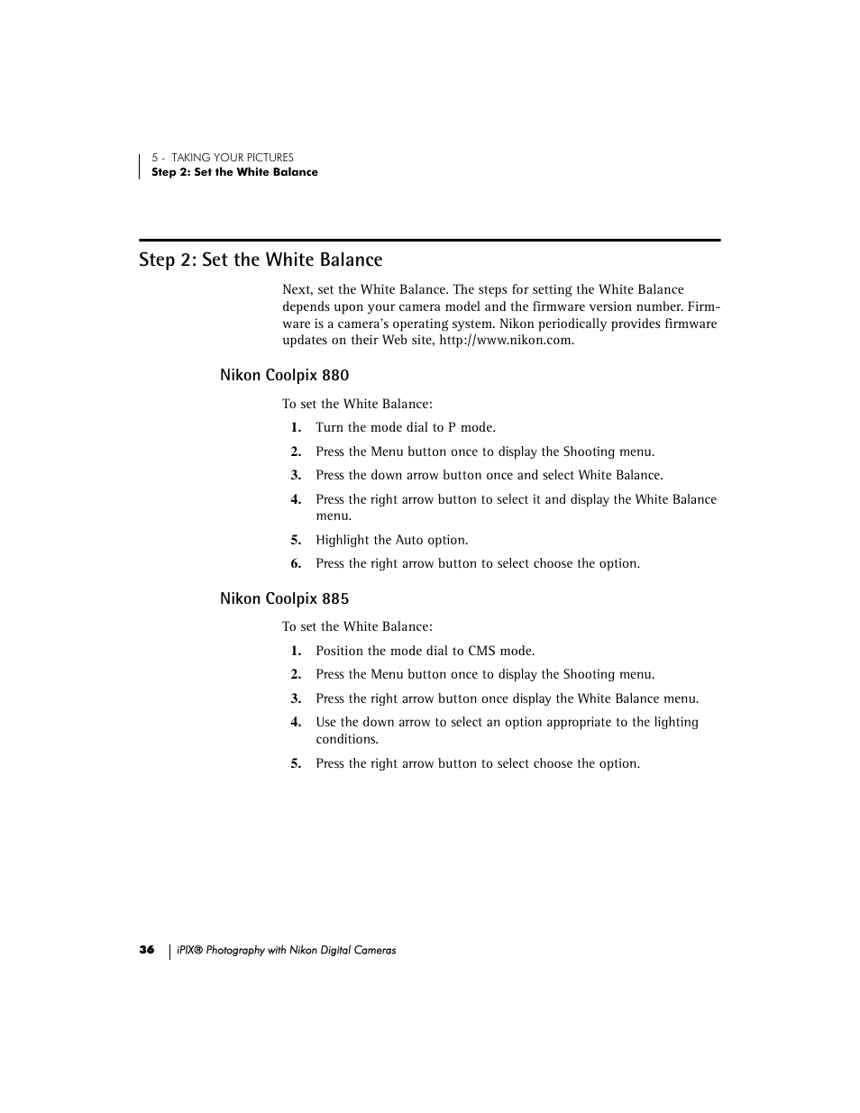 Step 2: set the white balance, Nikon coolpix 880, Nikon coolpix 885 | Nikon 990 User Manual | Page 41 / 51