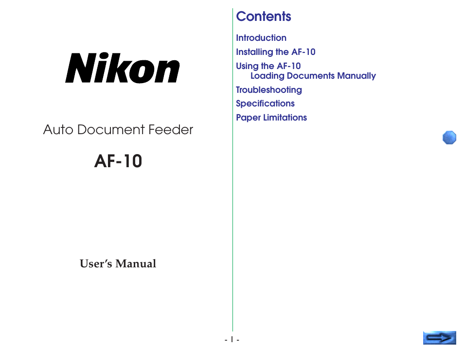 Nikon AF-10 User Manual | 10 pages