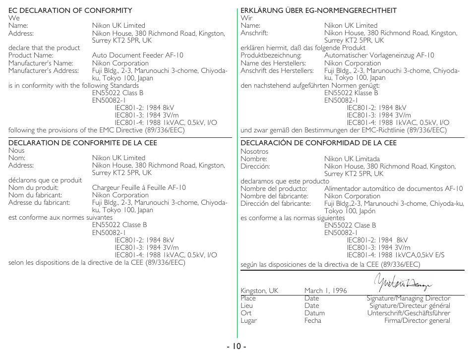 Nikon AF-10 User Manual | Page 10 / 10