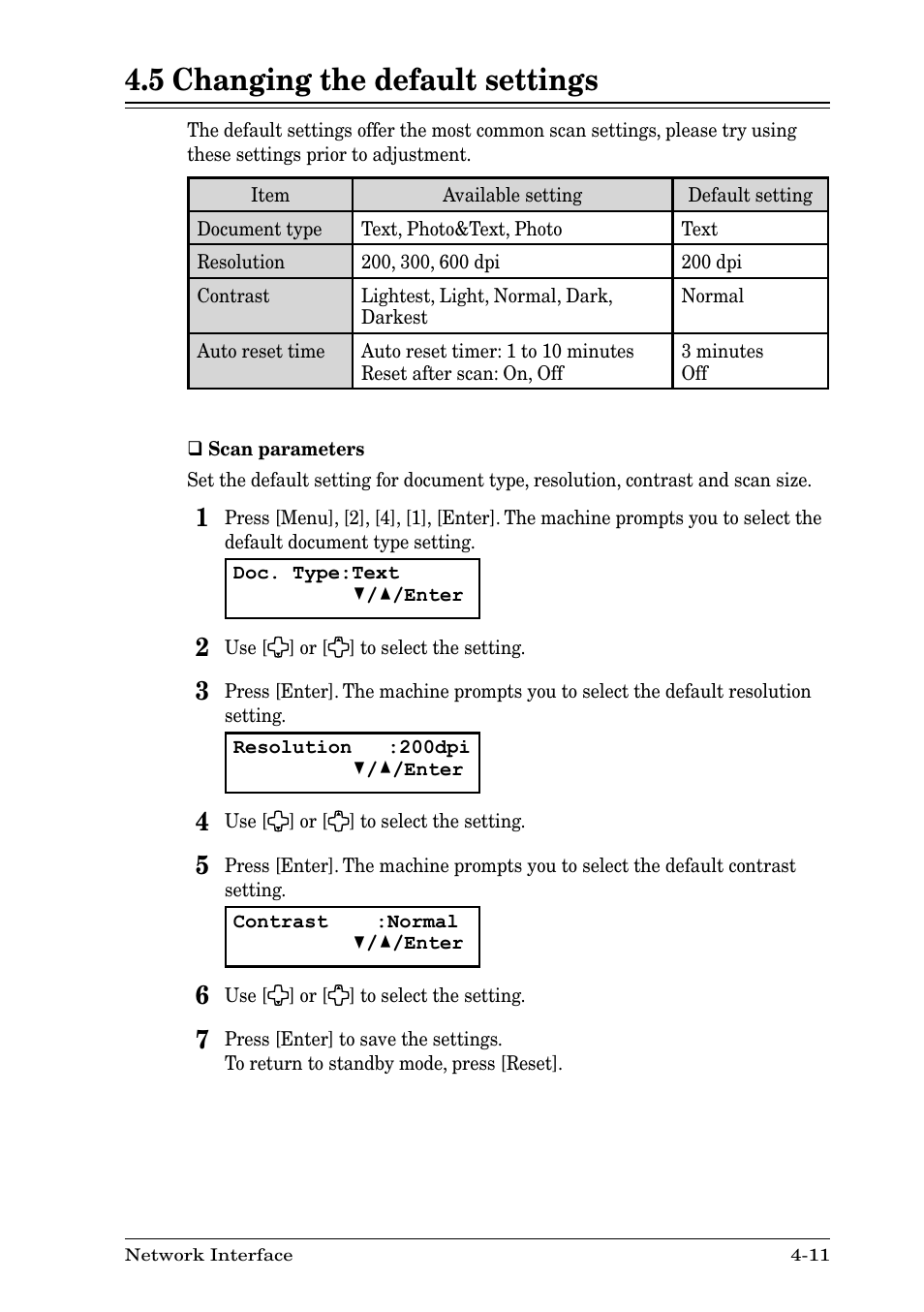 5 changing the default settings, 5 changing the default settings -11 | Nikon MFX-1930 User Manual | Page 25 / 50