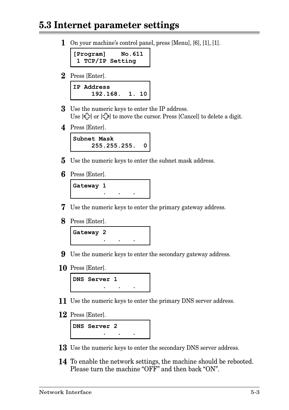 3 internet parameter settings, 3 internet parameter settings -3 | Nikon MFX-1930 User Manual | Page 29 / 50