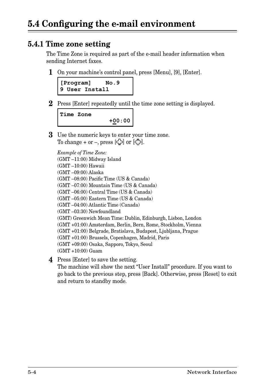 4 configuring the e-mail environment, 1 time zone setting, 4 conﬁguring the e-mail environment -4 | 1 time zone setting -4, 4 conﬁguring the e-mail environment | Nikon MFX-1930 User Manual | Page 30 / 50