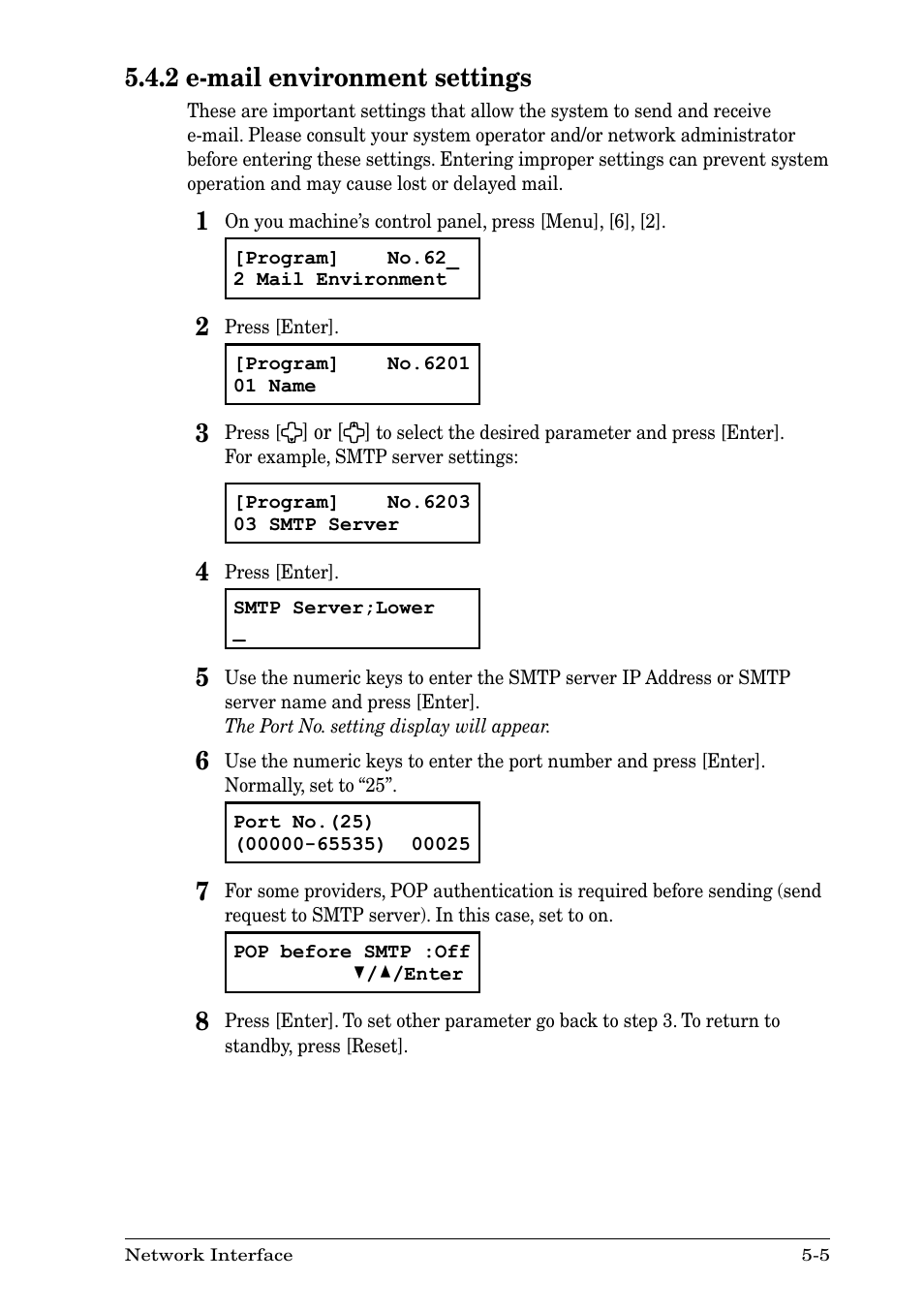 2 e-mail environment settings, 2 e-mail environment settings -5 | Nikon MFX-1930 User Manual | Page 31 / 50