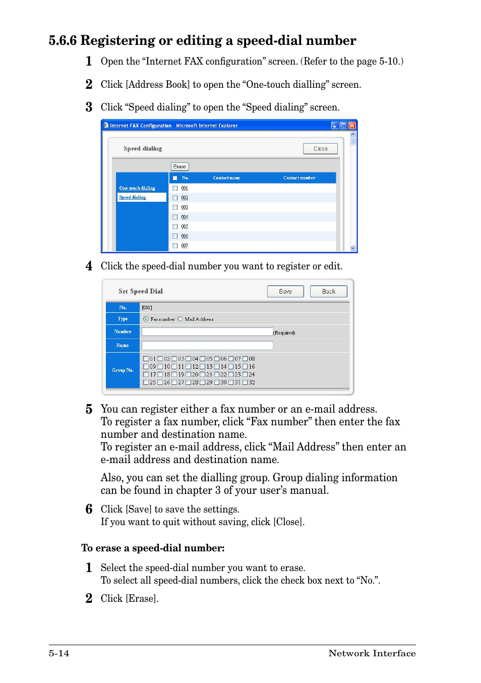 6 registering or editing a speed-dial number, 6 registering or editing a speed-dial number -14 | Nikon MFX-1930 User Manual | Page 40 / 50